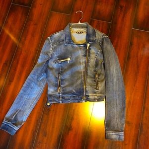 Bebe Denim Zip Up Jacket